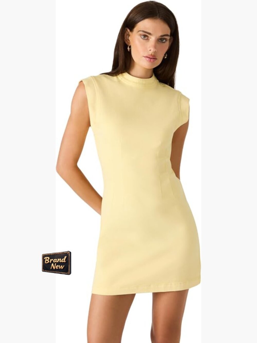 Sheath Dress with Mock Neck and Cap Sleeves